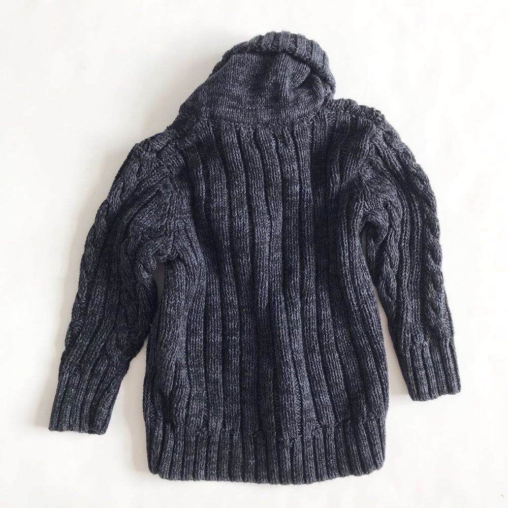 Old Navy gray cable knit cowl neck sweater EUC 18-24 months - Picture 5 of 5